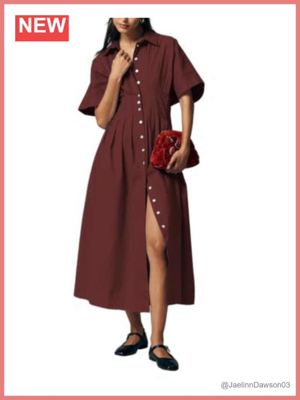 Shy Velvet Women's Button Down Pleated A-Line Maxi Dress